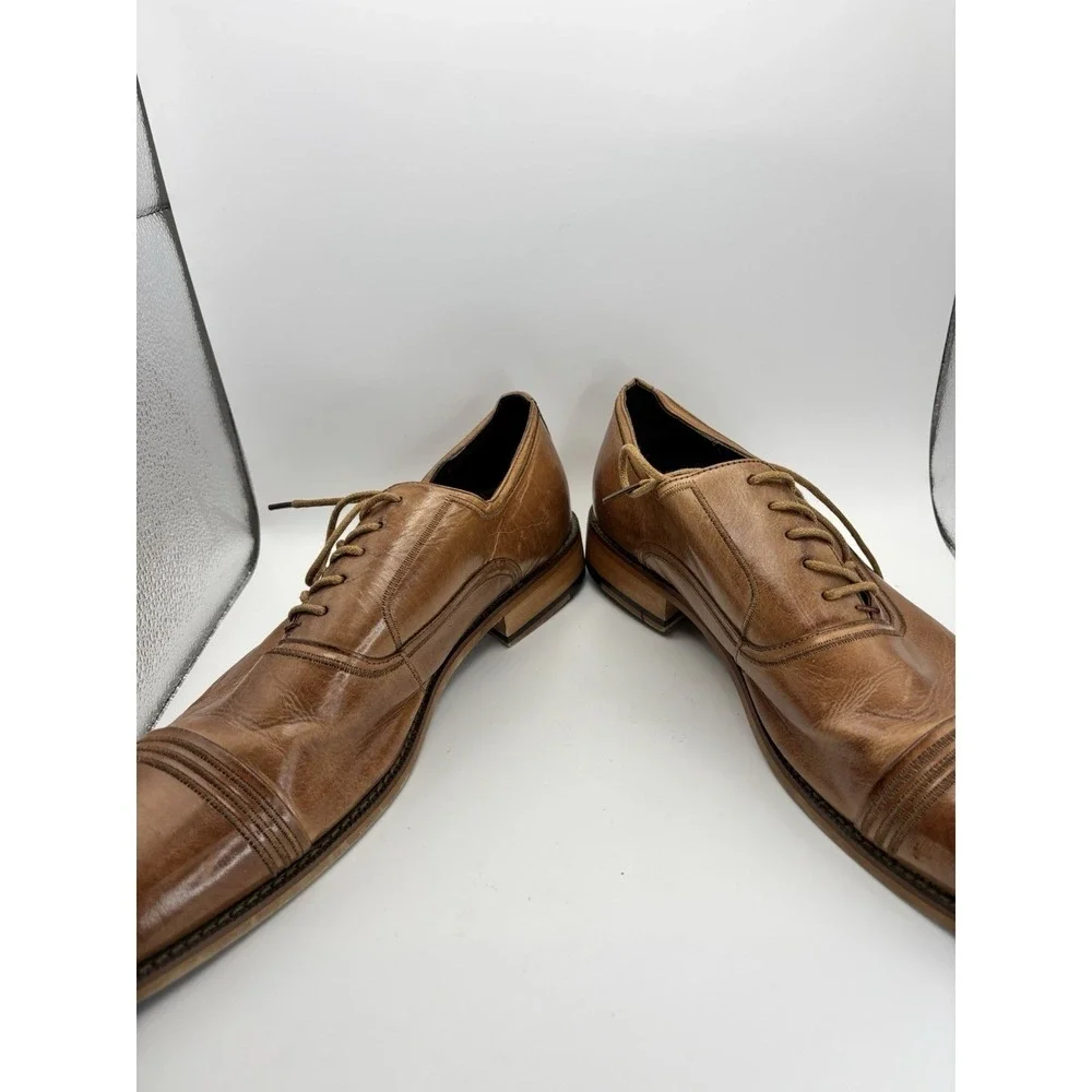 Men's‎ Stacy Adams Bingham Cap Toe Oxfords Shoes SIZE 10.5 M Tan Dress Formal